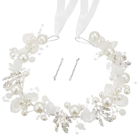ZOUIQSS Perlen-Haarreif für Blumenmädchen, Prinzessinnen-Haarschmuck für die Hochzeit, Braut-Haarschmuck mit Perlen für Mädchen und Frauen(Style8)