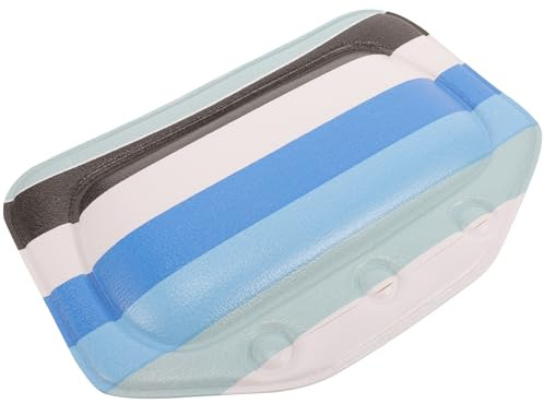 JEWEDECO Bath Tub Pillow Headrest with Non-Slip Suction Cups, Colorful Striped Foam Cushion for Bathroom Soaking Tub, Comfortable Support for Spa, Hotel, Sauna Bathing Relaxation