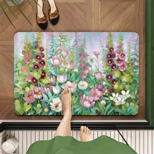 Alfombra de Baño Antideslizante, 120x170cm Alfombrilla Diatomita Baño Súper Absorbente, Alfombrilla Ducha Lavable Stone Bath Mat, Alfombra Piedras para Ducha, Cocina, Bañera y Baños, WC Spring 6-1137