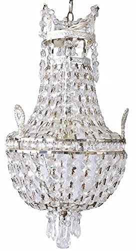 Vintage Korblüster Deckenlampe Kronleuchter (ohne Leuchtmittel) 46cm Kristall Lüster Shabby kkc006 Palazzo Exklusiv