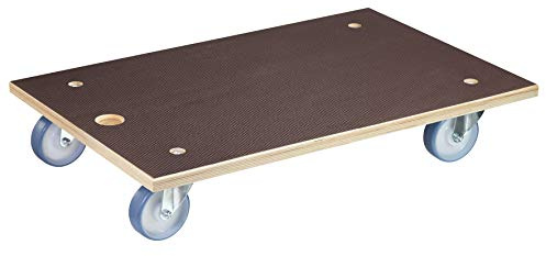 WAGNER Transportroller Transporthilfe 1146 I Schichtholz 24 mm mit Grip 78 x 49 x 15 cm, Tragkraft 500 kg I Schwerlastroller für Umzug, Werkstatt, Handwerk I Möbelroller Softrollen I FSC® I Made in DE