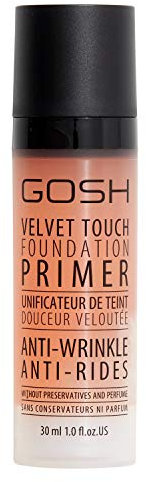 GOSH Velvet Touch Foundation Primer Anti Wrinkle, die perfekte Makeup-Grundlage | glattere & weiche Haut bei Falten & Unebenheiten | für bessere Hautelastizität | vegan, parfümfrei & farblos | 30ml, 1529-01849, 30 ml (1er Pack)