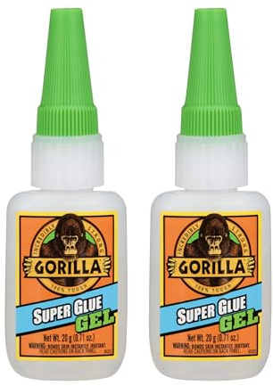 Gorilla Super Glue Gel, Clear Glue, 20 Gram (Pack of 2) - All Purpose and Fast Setting for Projects and Repairs
