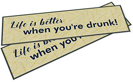 Personalised Bar Runner - Navy Mustard - Life Is Better When You're Drunk - Home Bar Accessories for home pub (Small - 440x250)