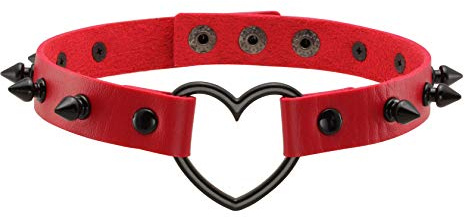 MILAKOO Punk Style Love Heart PU Leder Kragenchoker Halskette mit Nieten Akzent versetzt