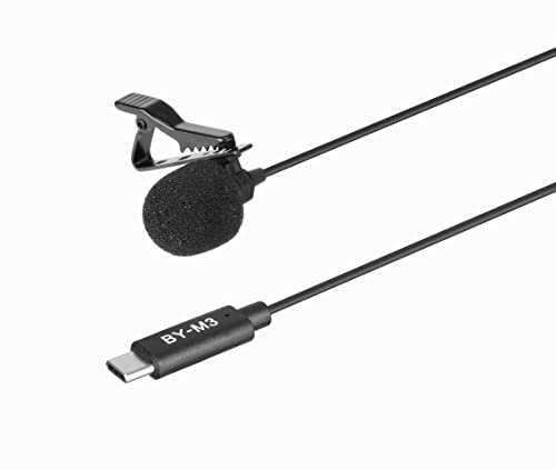 Boya by-M3 Micrófono omnidireccional Lavalier con Clip para Dispositivos USB-C Android (Longitud del Cable de 6 m)