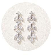 SWEETV Cubic Zirconia Wedding Earrings for Brides Bridesmaids, Elegant Marquise Bridal Dangling Earrings, Crystal Drop earrings for Women Jewelry Gifts, Silver