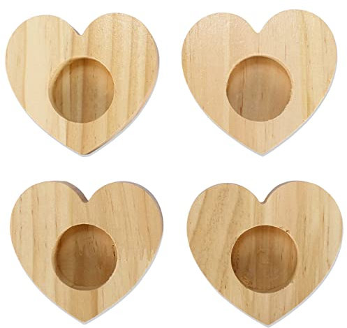 Papierdrachen 4 Eierbecher aus Holz - Hochwertige Oster Dekoration - perfekt für Brunch und Frühstück - Tischdekoration zu Ostern - Herz