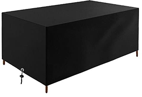 LCGOD Housse Salon de Jardin , 600D Oxford Tissu Housse Table de Jardin Protection pour Tous Les Temps , pour Ensembles de Table et de Canapé avec Corde et Boucle Verrouillage (200X165X80cm)