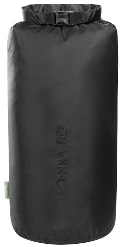 Tatonka Packsack Dry Sack 18l - Wasserdichter Packbeutel mit Rollverschluss und Steckschließe - Aus recyceltem Polyester - 18 Liter Volumen (schwarz)