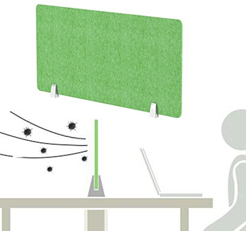 Schreibtischteiler für Schreibtisch，Schutz gegen Tröpfcheninfektion ，Spuckschutz Plexiglas Schutzwand Thekenaufsatz ，Trennwand Hustenschutz 。 (Color : Green, Size : 30 * 40cm)