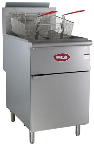 Kratos Commercial Gas Floor Fryer, Large 70/100 lb. Deep Fryer for Restaurants, 5 Heating Tubes, 150,000 BTU, 2 Fryer Baskets, Natural Gas (29Y-012-NAT)