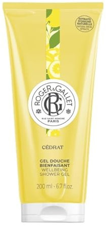 Roger&Gallet - Gel Douche Bienfaisant Cédrat 200ml - Aloe Vera - Base lavante 100% d'origine végétale - Mousse Onctueuse
