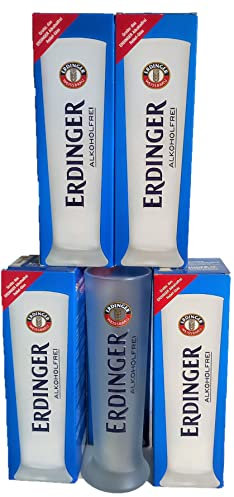 AngiesStrickZauber Erdinger Relief - Vasos de cristal para cerveza blanca, satinado, sin alcohol, 5 x 0,5 litros, vaso de trigo