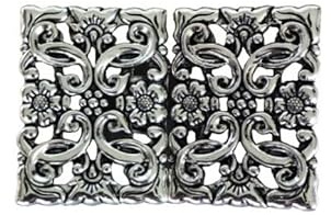 Hartmann-Knöpfe silber glänzende eckig Trachten Schliesse Schürzen Verschluss Dirndl Schnalle Metall 54mmx35mm (1 Stück)