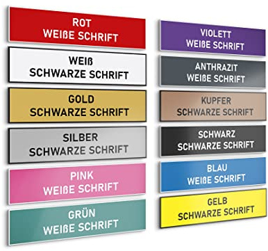 Premium Klingelschild Stabile Ausführung mit Facette Selbstklebend - Made in Germany - Namensschild mit Gravur - Graviertes Schild für Haustür, Briefkasten - Briefkastenschild Wetterfest (Schwarz)