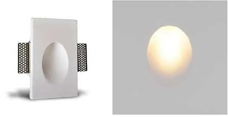 NCC-Licht LED Gips-Wandeinbauleuchte Oval Mittel 120x180x55mm Weiß Modul 1W 102lm warmweiß 3000K