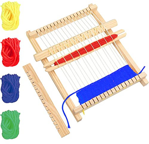 Holz Webrahmen, Holz Handstrickmaschine, Kinder Webrahmen, Holzwebstuhl DIY Webstuhl Kinder Kinder Holzspielzeug Weben für Kinder Set Mini Holz Loom Kit DIY Weaving Toy Loom