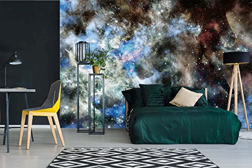 Vlies Fototapete BUNTER WELTRAUM 375 x 250 cm (inkl. Kleister) - Vlies Tapete, Wandtapete, Wandbilder - Tapete für Wohnzimmer Schlafzimmer, Büro, Küche - Montagefertig