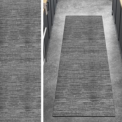 Ymural Teppich Läufer Lang Flur Kücheteppich Modern 80x300CM Grau Kücheläufer rutschfest Teppichmatten Teppichläufer Waschbar Kurzflor Polyester Korridor Schlafzimmer, Anpassbar Breite 40-120cm