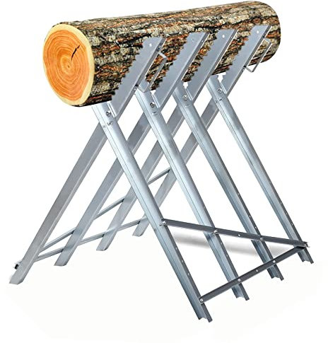 FVTVHEV Sägebock,81x80x80CM Zusammenklappbarer Sägebock,Holzstapler,Sägeständer,8-Winkel-Sägezahn,150kg Belastbarkeit Holzsägebock Verzinkt Sägegestell