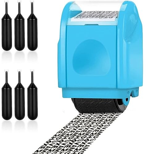 BAAQII 1 Pcs Wide Identity Theft Protection Roller Stamp with 6 Ink Refills, Information Blocker Confidential Set, Data Defender Protect for Privacy and ID Account Address Security