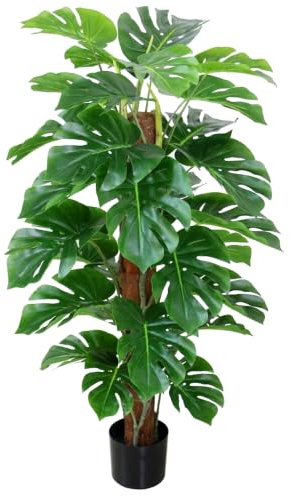 Seidenblumen Roß Splitphilo am Kokosstamm LA 115cm, künstlicher Baum Kunstbaum Kunstpflanze künstliche Pflanzen, Dekobaum Home Deco Deko Kunstblumen, Fake Plants Dekoration wie echt