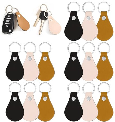 XPOOP 15 Stück Rohlinge für Lederarbeiten, Schlüsselanhänger aus PU-Leder, Ledergravur Rohlinge Lederrohlinge Schlüsselzubehör Stanzen Rohlinge Gravur Rohlinge für Bastelarbeiten, Lasergravur