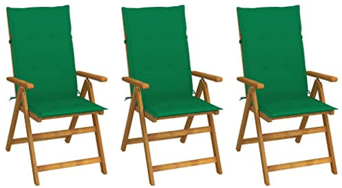 ZEYUAN Klappbare Gartenstühle 3 STK. mit Auflagen, Gartenmöbel, Balkonstühle, Balkonmöbel, Balkon Stuhl, Bistrostuhl, Balkonset, Garten Stühle, Sit Möbel, Armlehnenstuhl, Massivholz Akazie