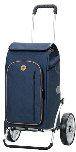 Andersen Einkaufstrolley - klappbar - 61 Liter - mit Kühlfach | Aufhängung für Einkaufswagen - belastbar 50 kg - Aluminium - Trolley - Kugellager-Rad Ø 25 cm - Royal Shopper Folke blau