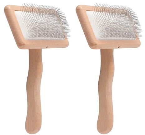 Wool Carders Brush, 2pcs Wooden Carding Brushes Needle Felting Cleaner Comb with Handle for Dogs and Cat/Spinning and Weaving(size:2 Different Size)