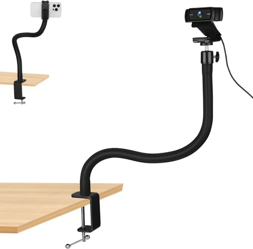 Mippko Supporto per webcam da scrivania, braccio a collo di cigno da 50 cm, compatibile con webcam Logitech C920 / C920S / C920x / C922 / C922x / C925e / C930 / C930e / C615 / C960 / BRIO 4K / NexiGo