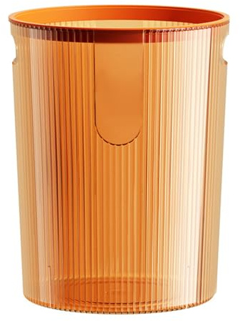Jenngaoo Poubelle à Papier Ronde Transparente en Plastique, Corbeille Polyvalente pour Cuisine, Salle de Bain, Salon ou Bureau, Design Minimaliste et Fonctionnel, Orange