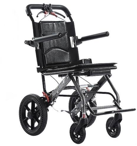 YFJBDKS Ultraleichter Faltrollstuhl mit Handbremse, wiegt nur 18 lbs, kompakter Rollstuhl, ultraleichter Faltrollstuhl für Erwachsene und Kinder,Carbon Fiber Model