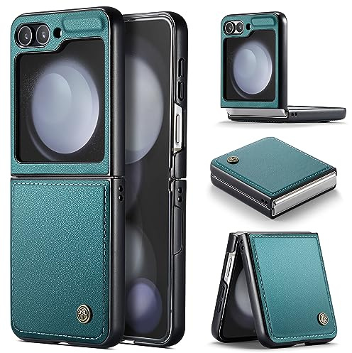 Phernykas Funda para Samsung Galaxy Z Flip 5 Libro Case, Cierre Magnético Función Soporte Bloqueo RFID Proteccion Flip Wallet Cover Carcasa Móvil para Samsung Z Flip 5 Funda, Verde