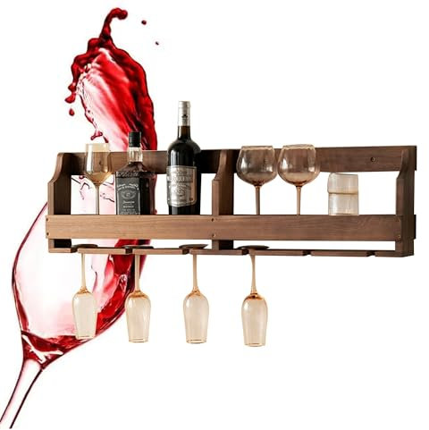JOSIAHCQ Weinregal Wand Holz Flaschenregal Schmal Wine Rack Weinschrank Barschrank mit Weinglashalter Weinständer Getränke Regal Mini Bar Vitrine Hängend für Esszimmer Home Bar Küche(90cm(35.43in))