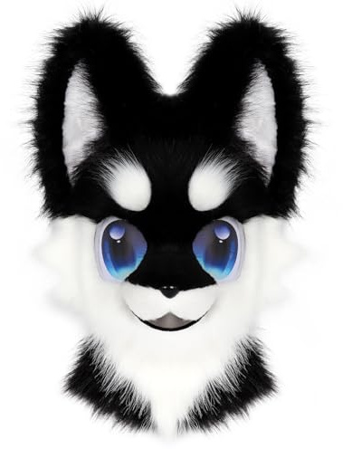 hbbhml Djur hela huvudet hundmask fursuit therian plysch realistiska masker för fest halloween cosplay kostym tillbehör