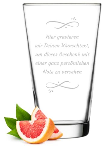 polar-effekt Leonardo Cocktailglas 300 ml mit personalisierter Gravur - Trinkglas mit Wunschtext - Longdrinkglas für Drinks, Aperitif und Wasser - für Sie und Ihn