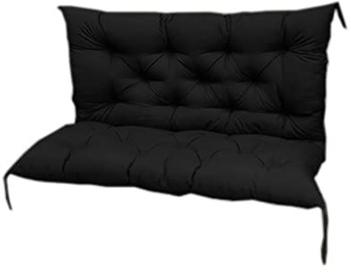 Outdoor-Sitzkissen für 2- und 3-Sitzer-Schaukelbank, rutschfest, mit Rückenlehne, Schwarz, 150 x 100 x 8 cm