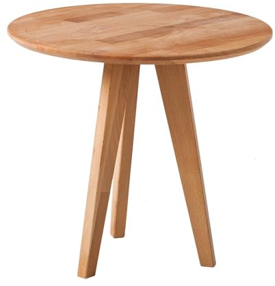 home24 Beistelltisch Massivholz Beige Braun 50 x 50 x 45 cm