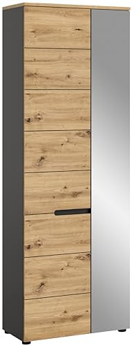 xonox.home Garderobe Canu X4CE1613 Garderobenschrank Schrank in Front Artisan Nb., Korpus Basalt grau Nb., Absetzung Artisan Nb.ca. 65x190x37 cm