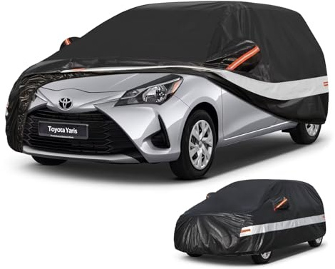 Holthly 10 couches de housse de voiture pour Toyota Yaris (2003-2025), 100 % housse de voiture étanche, protection UV, pare-vent, anti-poussière