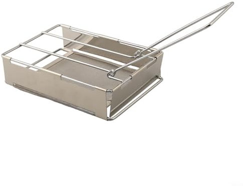Piatto pieghevole in acciaio inox per pane tostapane per campeggio all'aperto picnic escursionismo grill portatile con manico lungo distribuzione uniforme del calore