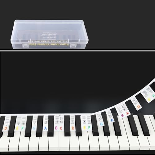 loghohu Piano Keyboard Stickers Piano Keyboard Stickers 61 Key Piano Note Stickers Piano Stickers for Beginners Removable Piano Keyboard Note Labels Silicone Reusable Piano