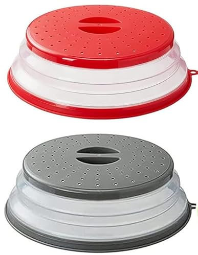 Abiyou Couvercle Pliable pour Micro-Ondes, 4 Pièces Cloche Micro-Ondes Rétractable,Couvercle Chauffant des Aliments,Couvercle Anti-Éclaboussures Micro-Ondes Envoyer Crochet Adhésif,pour Fruits,Légumes