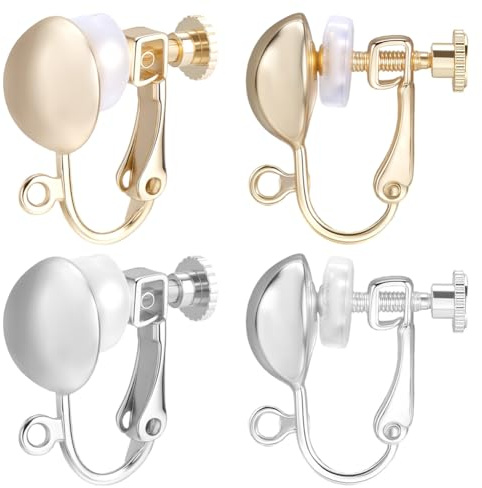 Beebeecraft 20 st 2 färger clip-on örhänge konverterare skruv tillbaka 18 k guld och platinapläterat clip-on örhänge fynd komponenter med ögla 20 st silikonörhängesdynor för icke-piercade öron