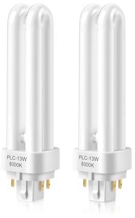 Glintbay13W GX24Q-1 4Pin CFL Bulb, G24q Compact Fluorescent Lamp, 6000k Cold White Gx24q-1 Light Bulb,2U Shade 4 pin Energy Saving Bulb,AC220-240V