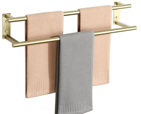Mooche 60CM Handtuchhalter Wand,Doppelter Handtuchhalter Bohren Gold