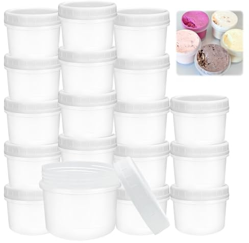 Lot de 20 Pots Alimentaires 160 ml avec Couvercles Hermétiques, Contenants Plastique Réutilisables Sans BPA, Boîtes de Conservation pour Yaourt, Collations, Sauces et Préparation de Repas