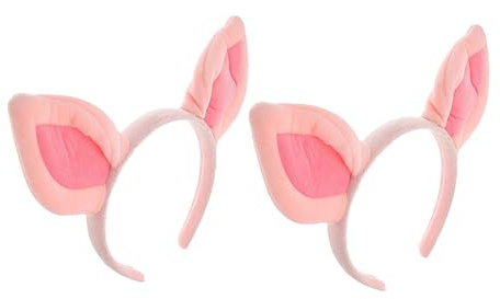 IWOWHERO 2 Stück Rosa Schweineohren Haarbänder für Damen aus Stoff mit Sicherem und Eng Anliegendem Sitz Modisches Cosplay Accessoire für Party und Alltag